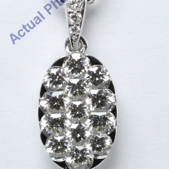 18K White Round Diamond Oval Pendant 1.01 Ct G Vvs C19000216 - Picture 2 of 3